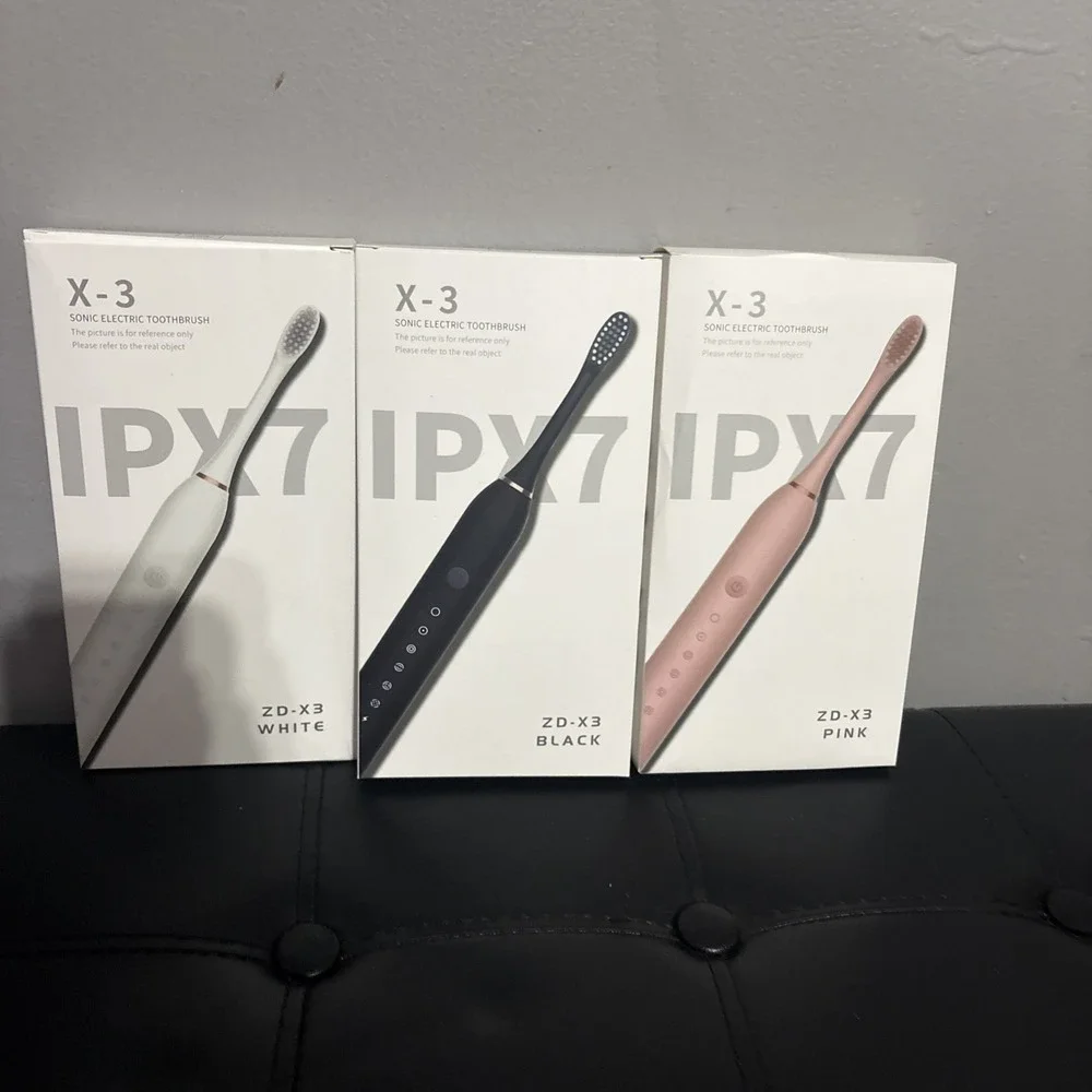 3 Sonic Electric Toothbrush X-2 White,Black And Pink IPX7‎ New